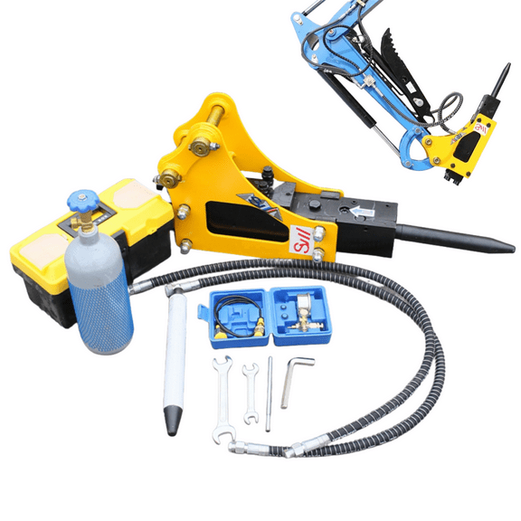 MachPro Mini Excavator Attachments Hydraulic Hammer Breaker Kit – High Performance Demolition Tool for Concrete, Rock, Frozen Ground