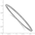 thumbnail image 2 of 925 Sterling Silver Slip on Polished Prong set Rhodium Plated With Cubic Zirconia Bangle Bracelet 2mm Wide Cuff Bracelet, 2 of 2