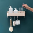 thumbnail image 2 of With Hook Rack Storage Rack Free Punching Towel Rack Wall-Mounted Storage Rack(Apricot), 2 of 7