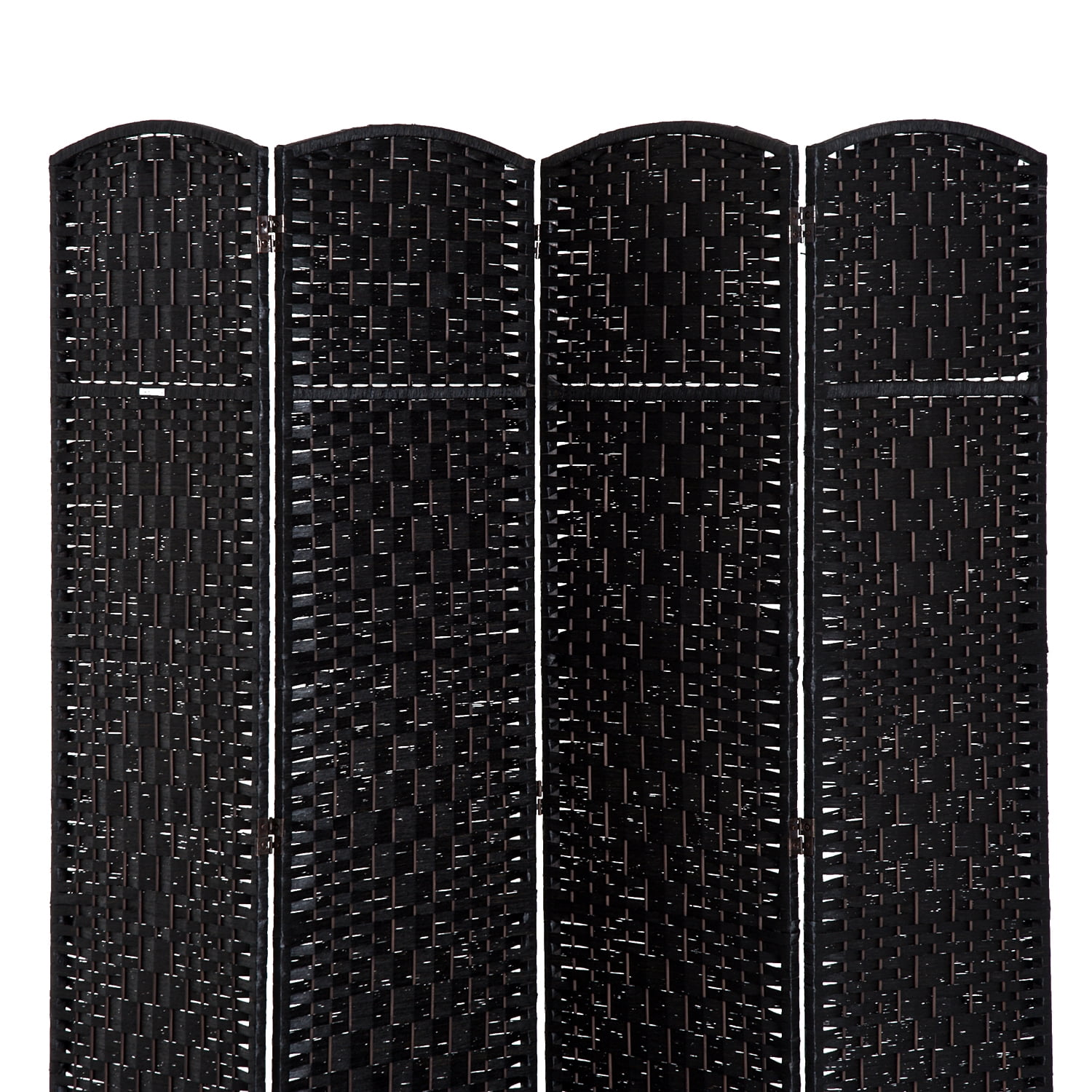 HomCom 6' Tall Wicker Weave 4 Panel Room Divider Privacy Screen - Black Wood