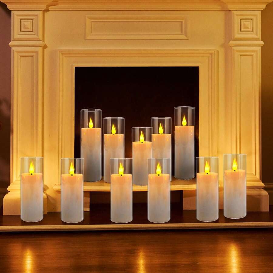 24 Acrylic Transparent Flameless LED Candle Lights, White, 3 Sizes, With Remote Control And Timing Function, Battery Powered, Adjustable Brightness, Perfect For Making Wishes