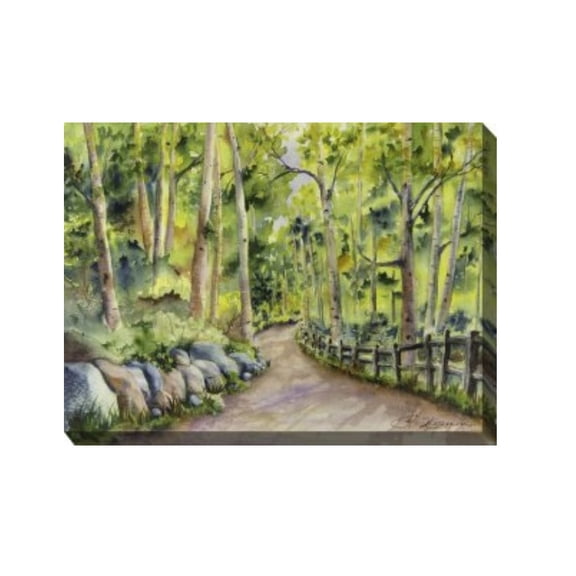 Outdoor Living and Style Green and Brown Western Slope Outdoor Canvas Rectangular Wall Art Decor 30"