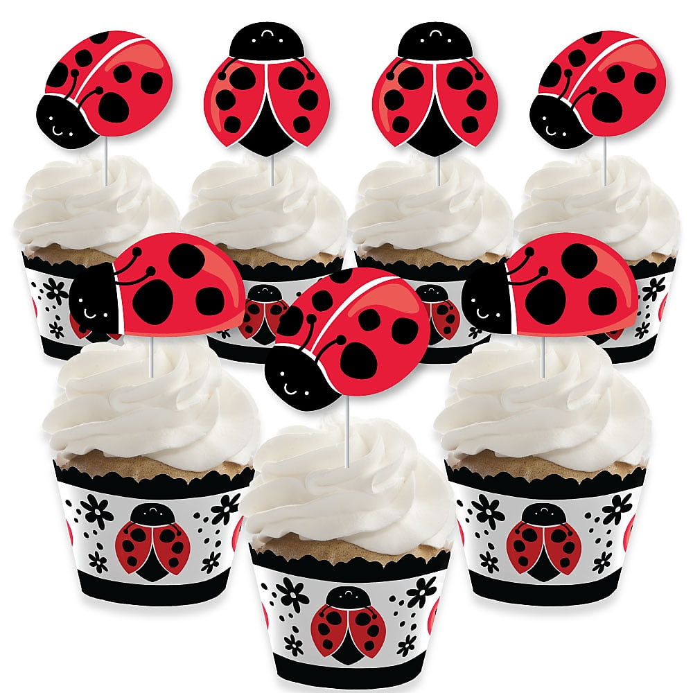 Happy Little Ladybug Cupcake Decoration Baby Shower or Birthday