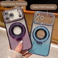 thumbnail image 3 of Magnetic Case for iPhone 17 Pro Max [Compatible with MagSafe] Ring Holder Stand, Women Girls Clear Cute Glitter Bling Cover Diamond with Camera Protectors Cover for 6.9", Purple, 3 of 12