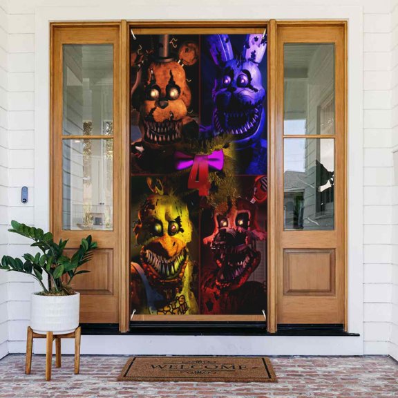 Five Nights at Freddy's Door Cover Decorations Door Banner Porch Sign Banner For Indoor Outdoor Wall Home Party Supplies 72.8 x 35.4 Inch