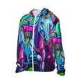 thumbnail image 3 of Goofa Neon Free Play Printed Women's UPF 50+ Sun Protection Hoodie Jacket Lightweight Long Sleeve Sun Shirt for Women with Pocket Hiking Outdoor-XX-Large, 3 of 9