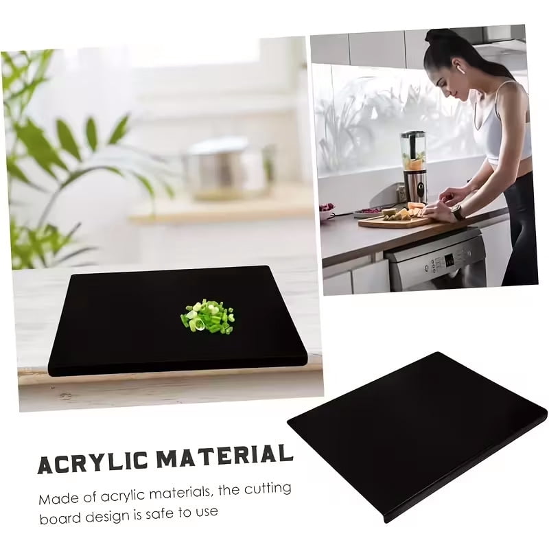 EVER BETTER Large Acrylic Cutting Board with Lip Non Slip 17.5"L x 13.4"W Black Cutting Board Chopping Acrylic Countertop Protector Cover Shatter Resistant for Home Restaurant Kitchen Sink Stove