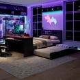 thumbnail image 4 of LHYY Full Size Wood Daybed with Twin Size Trundle,Desk,LED light and USB,Black+Red, 4 of 12