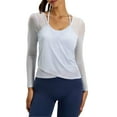 thumbnail image 2 of Tops for Women Long Sleeved Slim Mesh Fixed Cup Sports Fitness Yoga Suit Top,Womens Tops Plus Size Blue XXL, 2 of 6