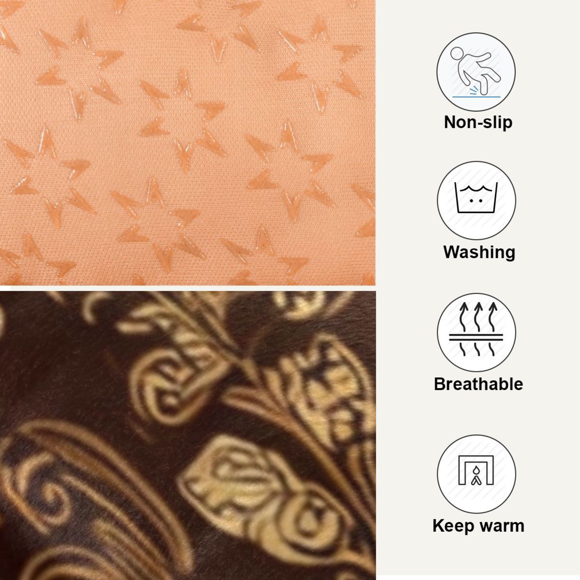 Cozy Mat Pet Bed Indoor Outdoor Warm Soft For Cat Dog Puppy(S/M) A Gold Foil Damask Texture