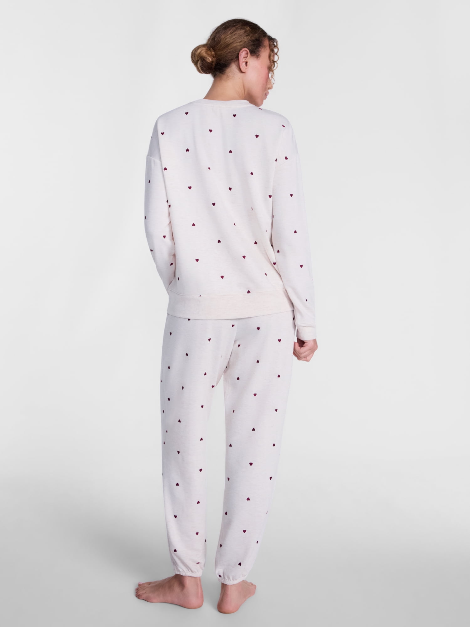 Joyspun Women's Fleece Lounge Sleep Top and Joggers, 2-Piece Pajama Set, Sizes XS-3X