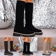 thumbnail image 2 of Aihuaihua Knee High Boots Women Slim Seude Round Toe Platform Tall Boots Low Heel Riding Boots Side Zipper Stretch Wide Calf Boots, 2 of 10
