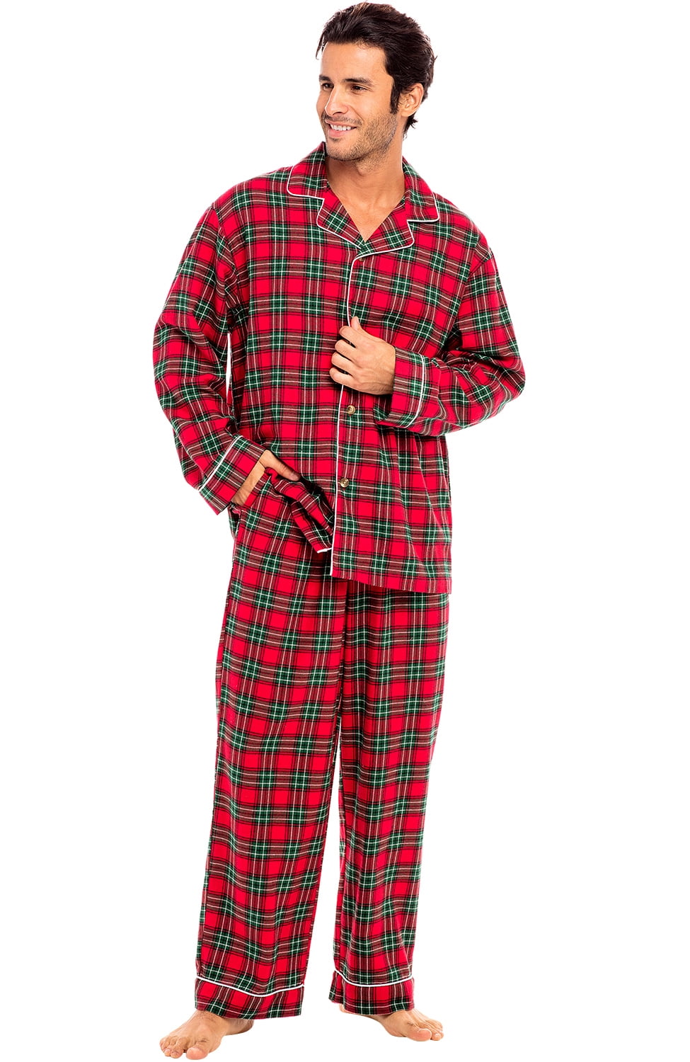Alexander Del Rossa Men's Lightweight Flannel Pajamas Long Cotton Plaid Pj Set