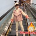 thumbnail image 4 of Chaleco cálido de invierno para niñas pequeñas, abrigo, sudaderas con capucha y pantalones, 3 piezas, traje deportivo de forro polar grueso para niños, ropa para adolescentes, chándales, 2023, 4 of 5