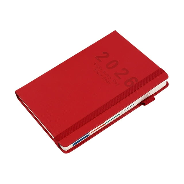 2026 Weekly and Monthly Planner Calendar, 2026 English Calendar Notebook,Vertical Patterned Strap Daily Planner Annual Calendar Notebook,January 2026 - December 2026(Red)