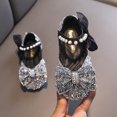 thumbnail image 2 of LNMQLPDBS Toddler Girl Shoes Glitter Sequins Bow Decoration Performance Dance Shoes for Girls Pearl Shining Kids Princess Shoes Dress Shoes for Party and Wedding Black 27, 2 of 6