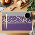 thumbnail image 2 of Retro Purple Placemats Set of 4, Gray Floral Striped Pattern Stitching Art Non-Slip Place Mats Washable Table Mats for Kitchen Dining Table Decorations Indoor/Outdoor, 2 of 9