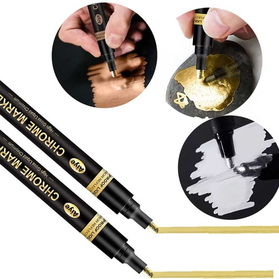 STONEGO Waterproof Metallic Mirror Chrome Marker Pen – Reflective Paint Pen for DIY Crafts, Art Projects, and Student Supplies – Durable and Versatile Craftwork Pen for Shiny, Professional Finishes