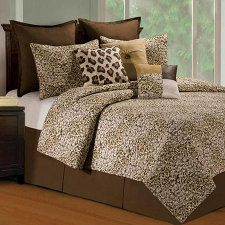 Leopard Print Bedding Animal Quilted Bedspread & Pillow Shams Set, Artsy Leopard Wild Cat Print.
