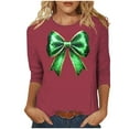 thumbnail image 2 of Xuyuer St. Patrick's Day Womens 3/4 Sleeve Crew Neck Spring T-Shirts Merry and Bright Casual Pullover Graphic Tee Tops Cute Tunic Tops Basic Tees Blouses Business Work Tee Top, 2 of 5