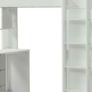 ACME Nerice Wooden Frame Twin Storage Loft Bed in White and Gray