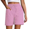 thumbnail image 2 of AKGEAMN Women's Solid Color High Waist Loose Casual Shorts with Pockets, Pink S-XXL, 2 of 5