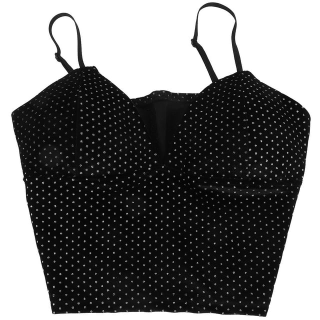 WRITWAA 1 Pcs Tenue de Festival Femme Velours Noir Design Sans Manches pour Fêtes