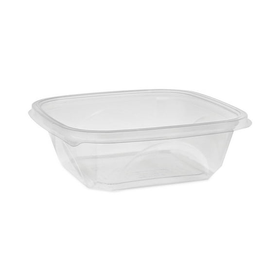 300-Piece/Carton EarthChoice 7 in. x 7 in. x 2 in. 32 oz. Square Recycled Plastic Bowls - Clear