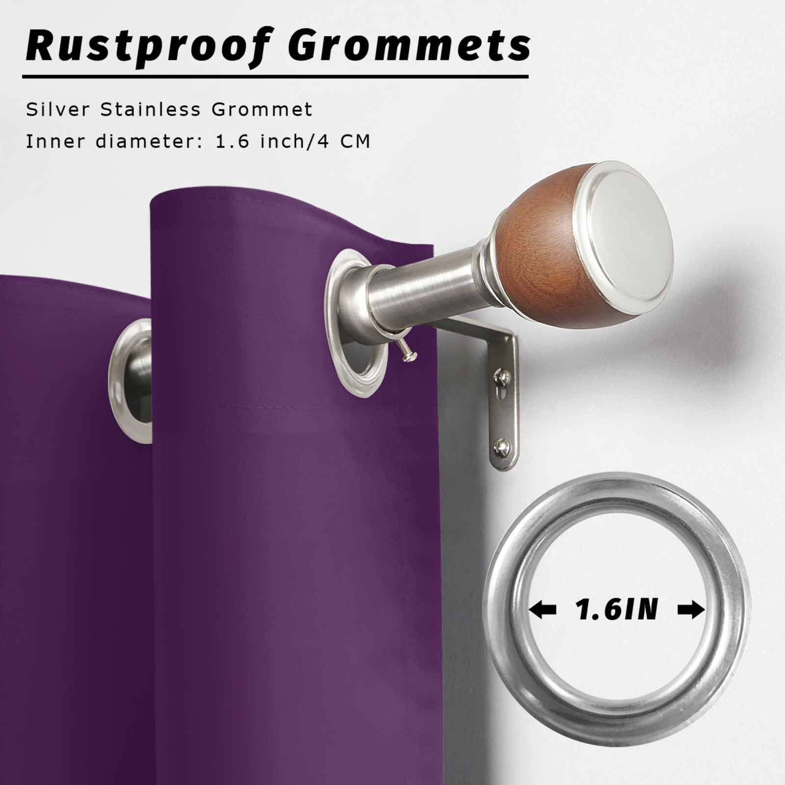 Solid Color Outdoor Curtains for Patio Waterproof, Purple Grommet Curtains for Porch Outside Privacy Drape for Gazebo Garden Pergola, 2 Panels, 54x108in