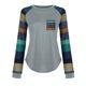 thumbnail image 3 of ICHUANYI Clearance Women Stripe Sleeve Patchwork Casual Top T-Shirt Loose Long Sleeve Top Blouse ICHUANYI "ICHUANYI", 3 of 6