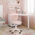 thumbnail image 1 of Homy Casa 1-Piece Adjustable Swivel Kids Desk Chair, Armless Upholstered Study Chair with Wheels for Bedroom, Study Desk, Pink, 1 of 8