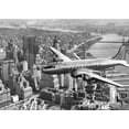 thumbnail image 2 of Anonymous 32x24 Black Ornate Wood Framed with Double Matting Museum Art Print Titled - Flying over Manhattan, NYC, 2 of 4