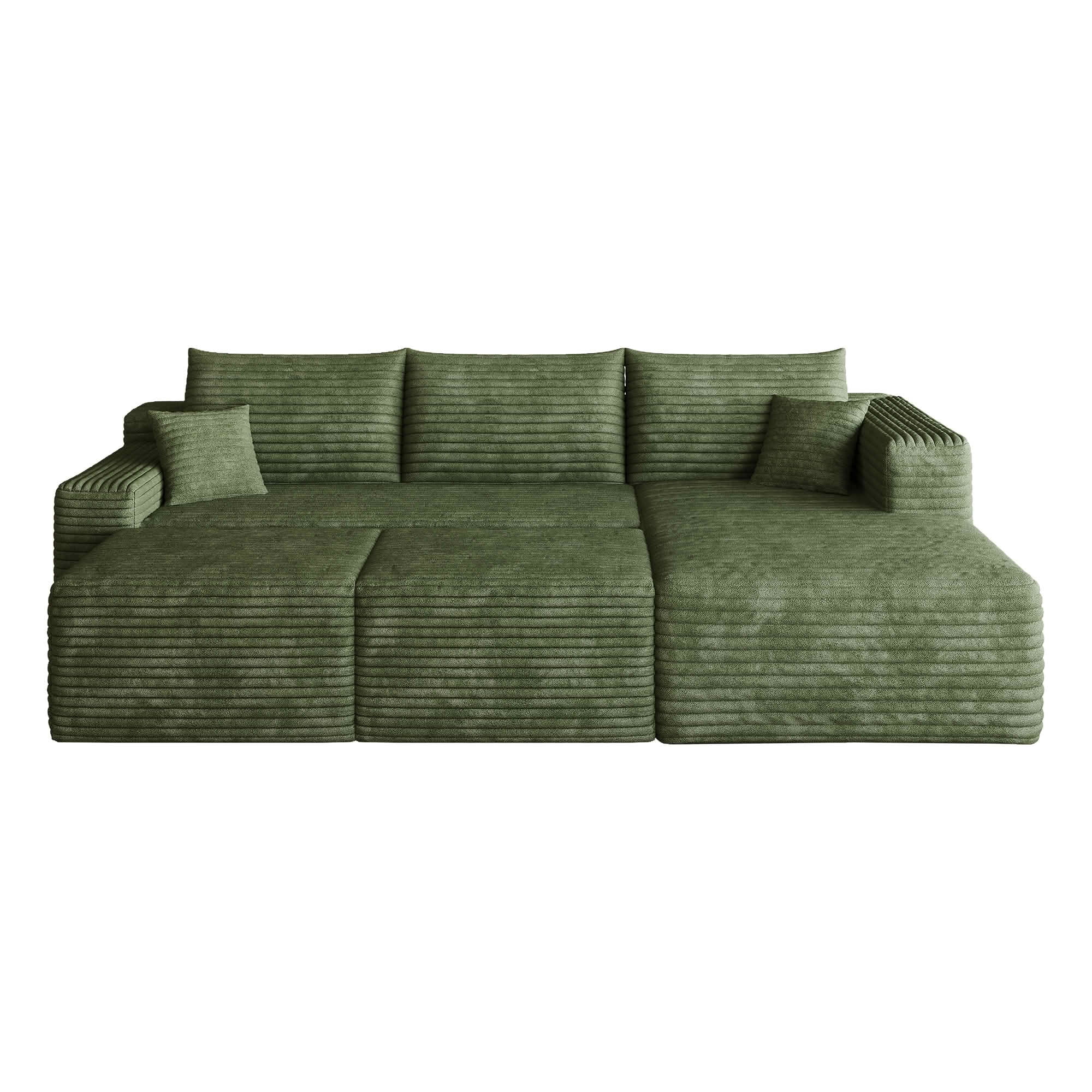 MAYEERTY 95 Inch U‑Shaped Cloud Sectional Sofa with 2 Ottomans, Modern Deep‑Seat Corner Couch, Plush Corduroy Reversible Sofa, No‑Assembly for Living Room Bedroom Apartment