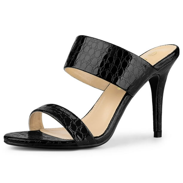 Sandalias Con Tacón De Aguja Allegra K Punta Abierta Para Mujer Negro 39