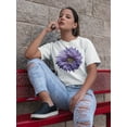 thumbnail image 2 of Cool Violet Flower, Watercolor T-Shirt Women -Image by Shutterstock, Female Small, 2 of 4