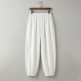 thumbnail image 6 of Womens Wide Leg Balloon Pants Casual Trendy Elastic Waist Wide Leg Harem Pants Baggy Pleated by Yigetop White M, 6 of 7