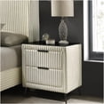 thumbnail image 2 of Modern Cream Corduroy King Bed Set with Wingback Headboard & 2 Nightstands, Wood Slat Support, 2 of 4