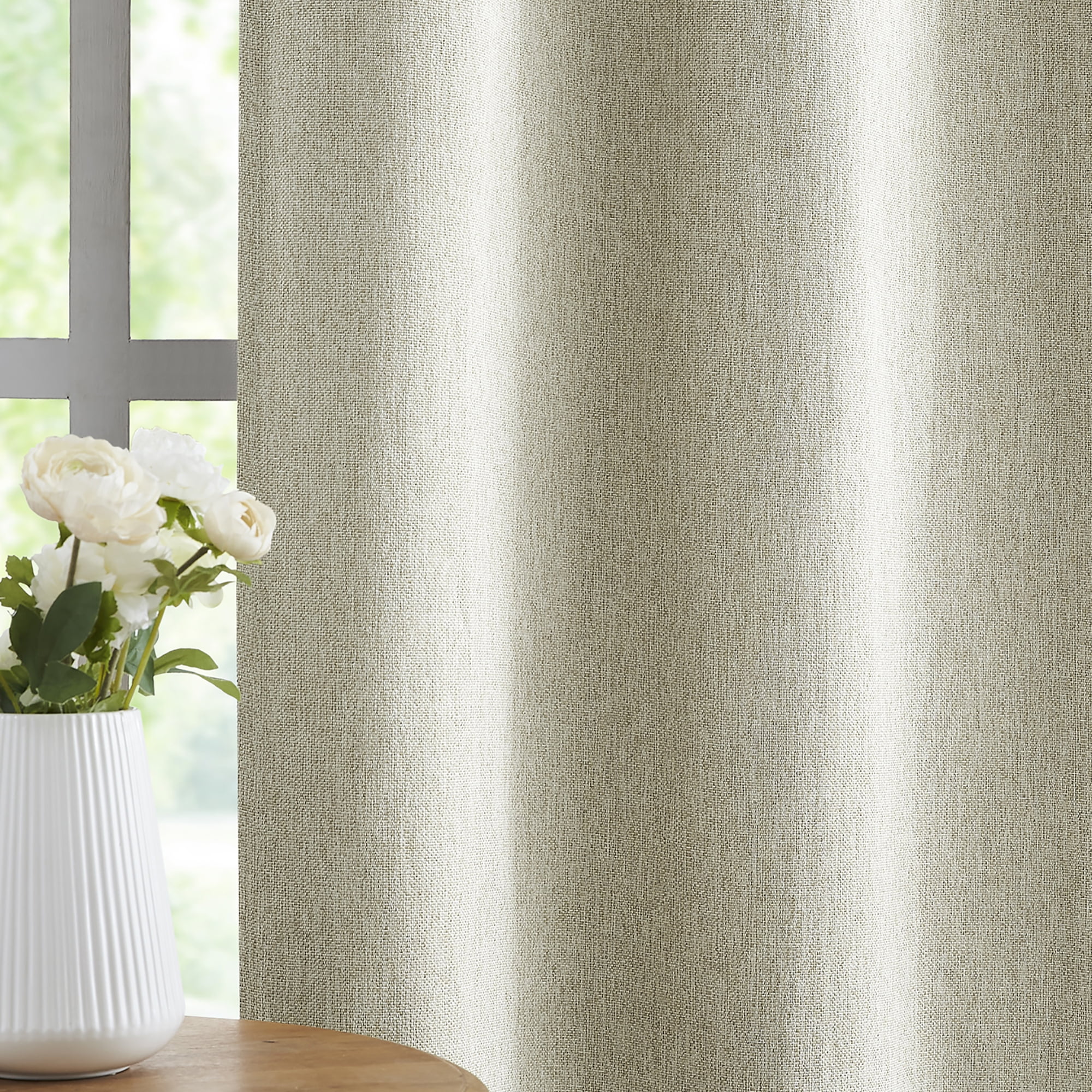 Exultantex Blackout Linen Textured Curtains for Bedroom Texture Rustic Drapes Thermal Insulated Privacy,40"x95",2 Panels,Beige