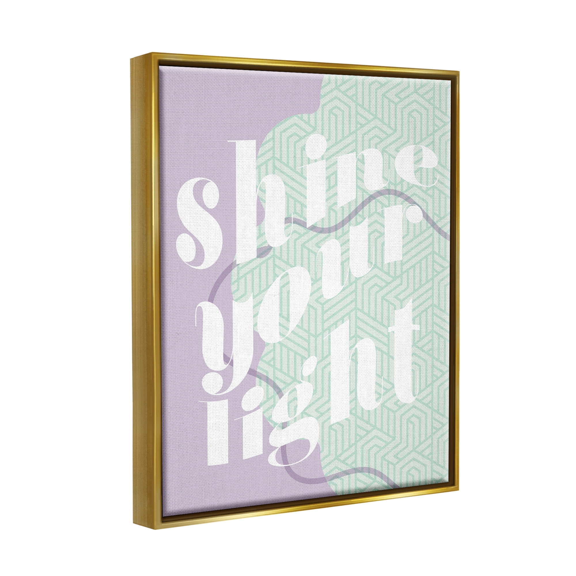Stupell Industries Shine Your Light Purple & Green Religious Painting Gold Floater Framed Art Print Wall Art