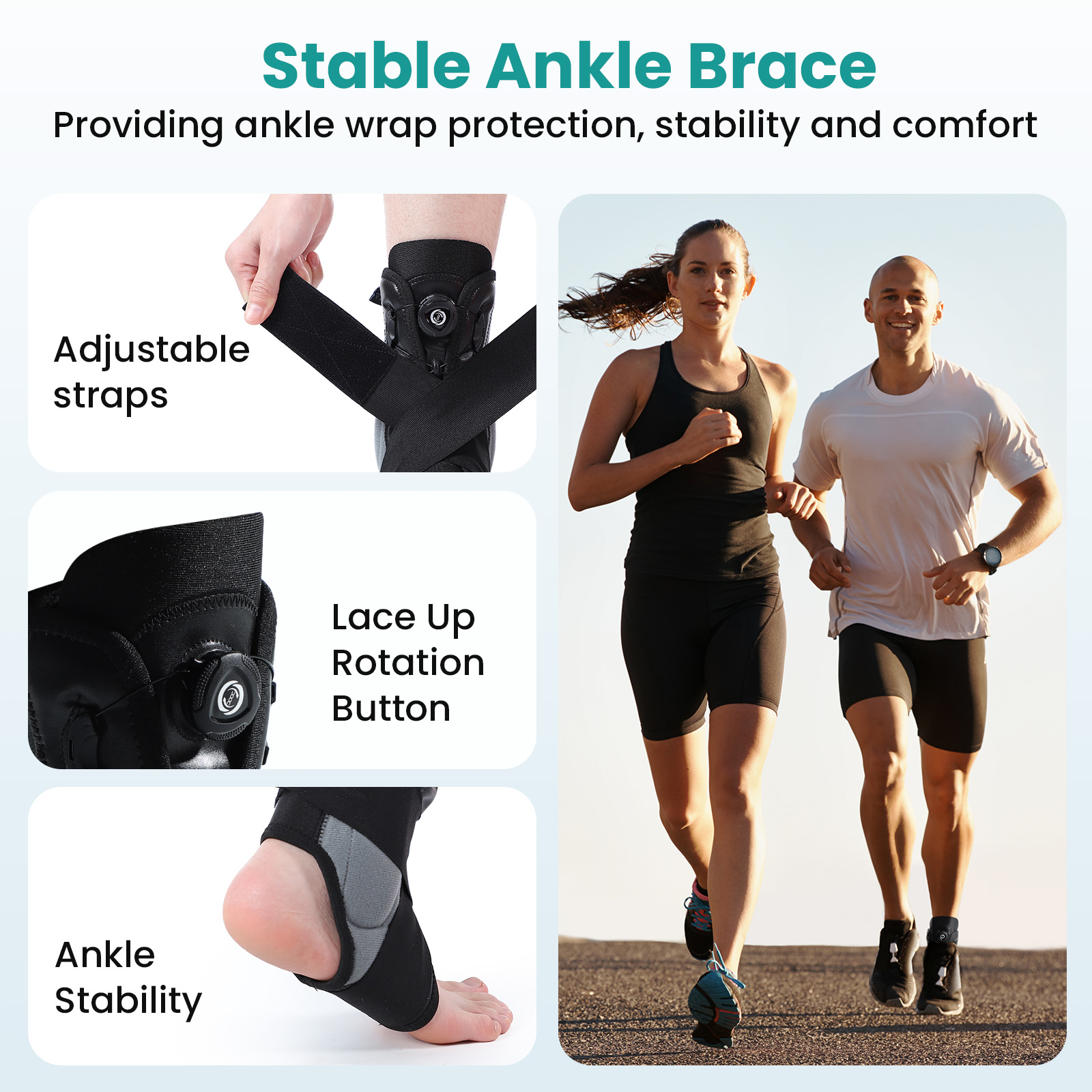 Bukihome Ankle Brace for Women & Men - Maximum Support for Sprained Ankle Injury Recovery with Detachable Aluminum Plate Elastic Adjustable Lace Up Ankle Support for Running Basketball (Small)