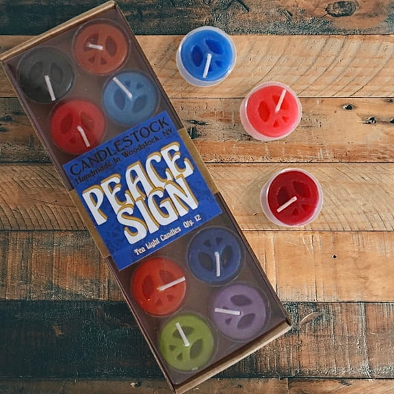 Peace Sign Tea Light Candles - 12 Pack