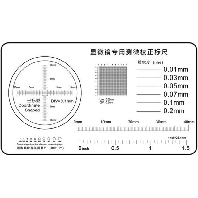 Yazoeia Microscope Micrometer Ruler Microscope Micrometer Calibration Slide Line Width Particle Diameter Measurement Tool High Precision Film Point Gauge (Color : 70X40mm) CJC912-192206