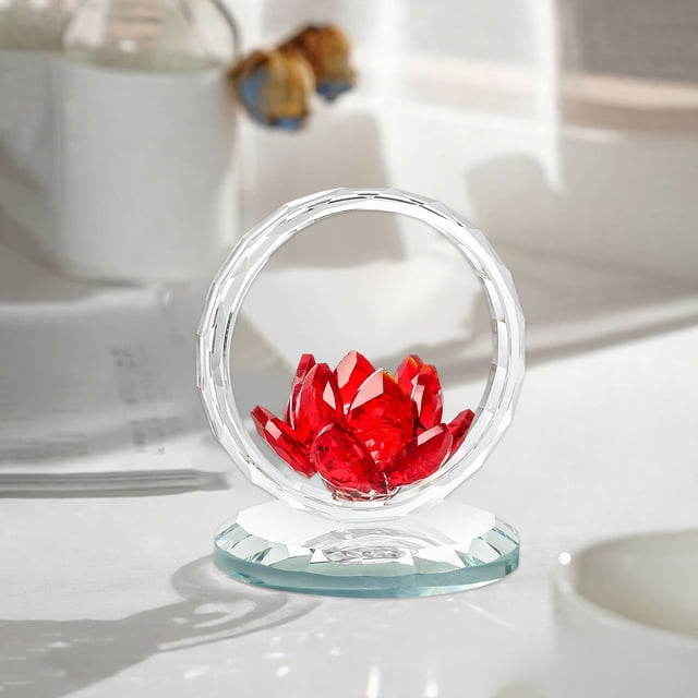 Adorno de cristal para coche – Figurita de rosa de cristal, azul/dorado/rojo/blanco, 2,76 pulgadas, regalo elegante, acento duradero en el hogar, decoración romántica de mesa