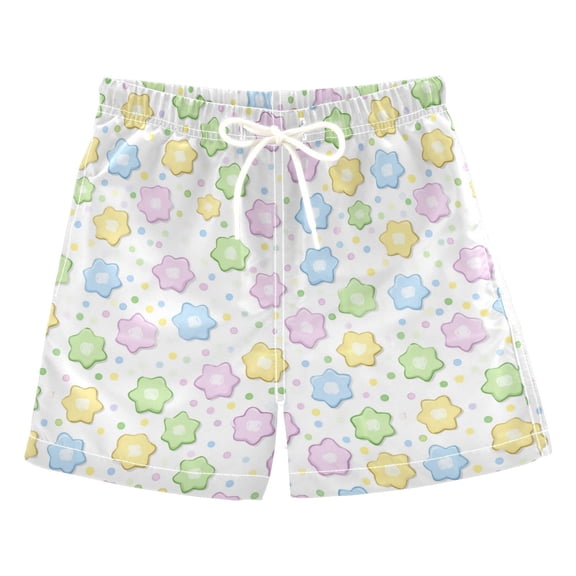 Boys' Swim Trunks Kids Beach Shorts Quick Dry Board Shorts Star Shaped Candies Pattern 2T