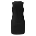 thumbnail image 5 of Womens Summer Casual Dresses Solid Color Round Neck Sleeveless Pleated Irregular Slim Mini Dress Holiday Wear, 5 of 5