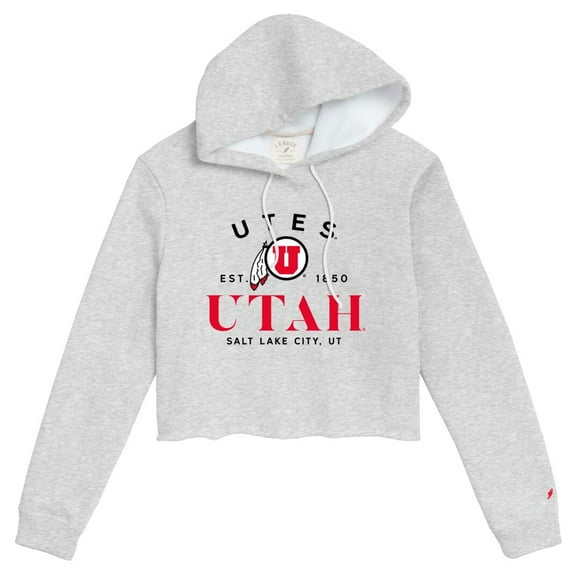 Women's League Collegiate Wear  Ash Utah Utes 1636 Cropped Pullover Hoodie