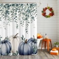 thumbnail image 2 of Shower Curtain 72"W x 72"L Fall Thanksgiving Pumpkins Rustic Leaves Fabric Shower Curtains Set with Hooks Water Repellent Bathroom Curtains Machine Washable Bathroom Accessories, 2 of 6