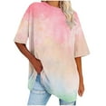 thumbnail image 2 of Fanxing Oversized Graphic Tshirts for Women Funny Tie Dye Tees Shirts Loose Fit Drop Shoulder Summer Tops Pink,S, 2 of 5