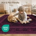 thumbnail image 4 of ODIKA 6'x9' Washable Area Rug Easy Care, Non-Shedding, Pink Purple Gothic Plum Boho Decorative Flower Vinyl Victorian Scroll Motif for Queen Size Bedroom Under Bed Master Suite, 4 of 7