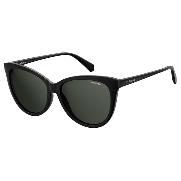 Polaroid Sunglasses Women's PLD 6104/S/X Cat Eye Sunglasses, Black/Polarized Gray, 56mm,15mm